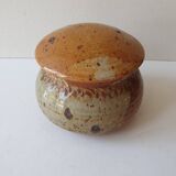Pyrite stoneware ceramic candy box signed A (Signature to be identified)