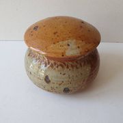 Pyrite stoneware ceramic candy box signed A (Signature to be identified)