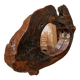 Brutalist mirror, solid elm, 1960.