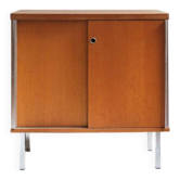 Meuble bas années 70 bois et métal portes coulissantes