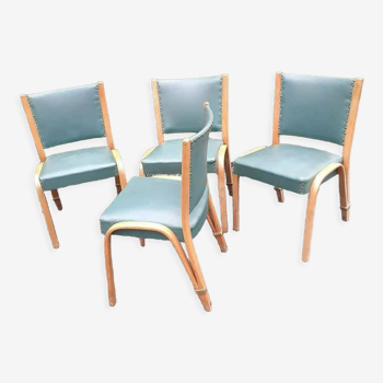 4 chaises bow wood Steiner vintage