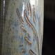 Signed chiseled and glazed stoneware roller/tube vase