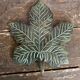 Vintage Greenish-Gray Metal Leaf-Shaped Empty Pocket Bowl