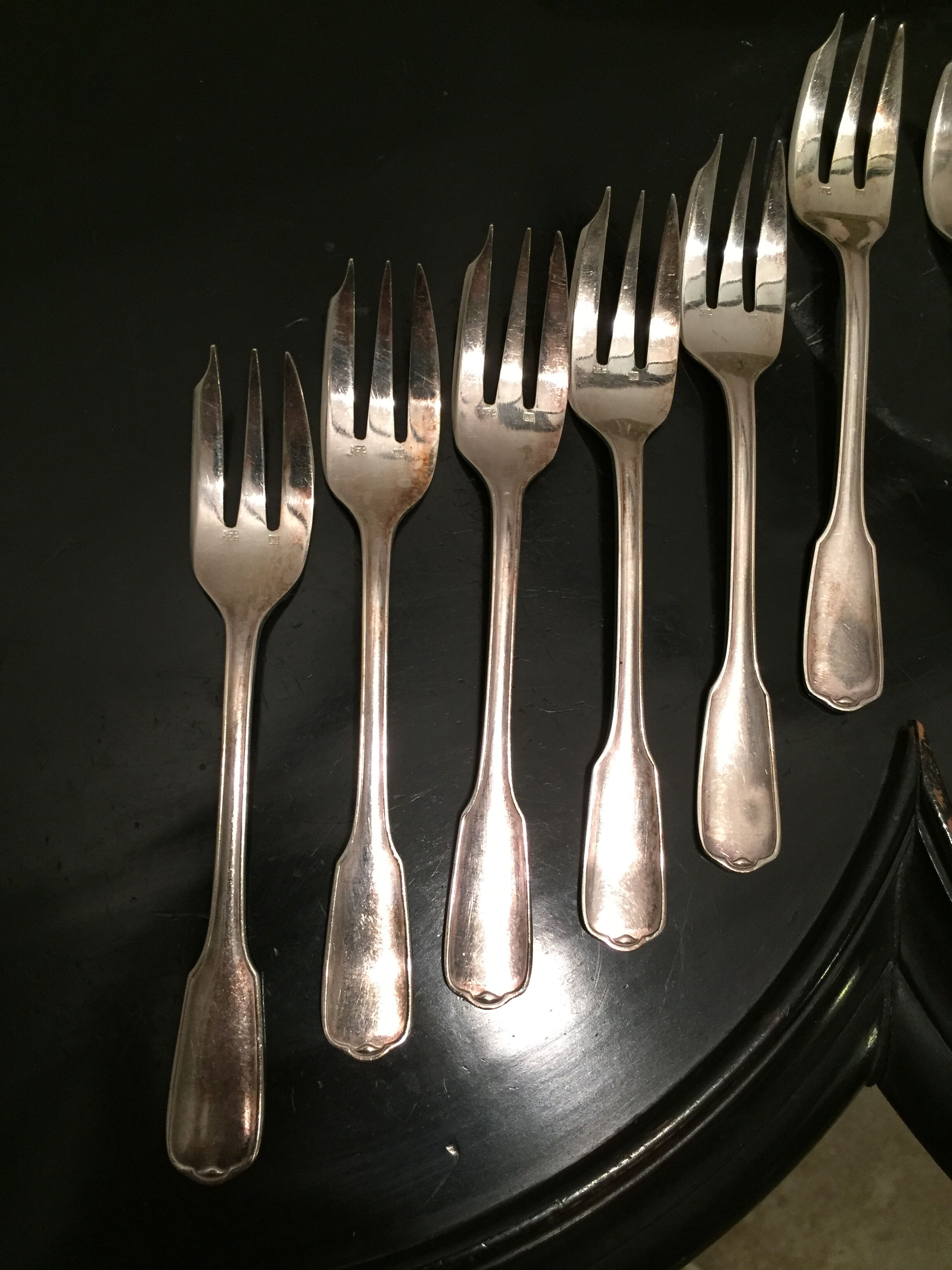 Dessert cutlery service 12 silver metal forks