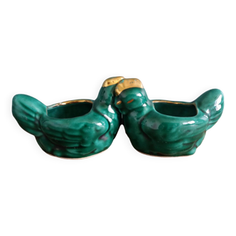 Emerald green chicken salt pots