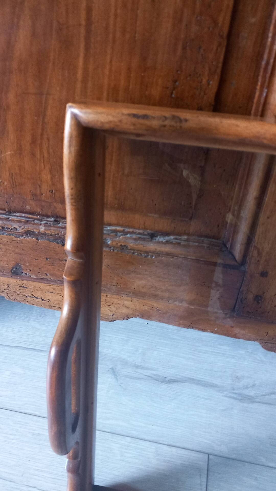 Grand plateau de service bois et verre années 50