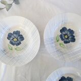 Set of 4 Digoin soup plates, Valentin pattern, French vintage, rustic, country