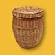 Large vintage wicker basket with lid – circa 1960