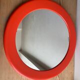 Syla vintage orange plastic round mirror