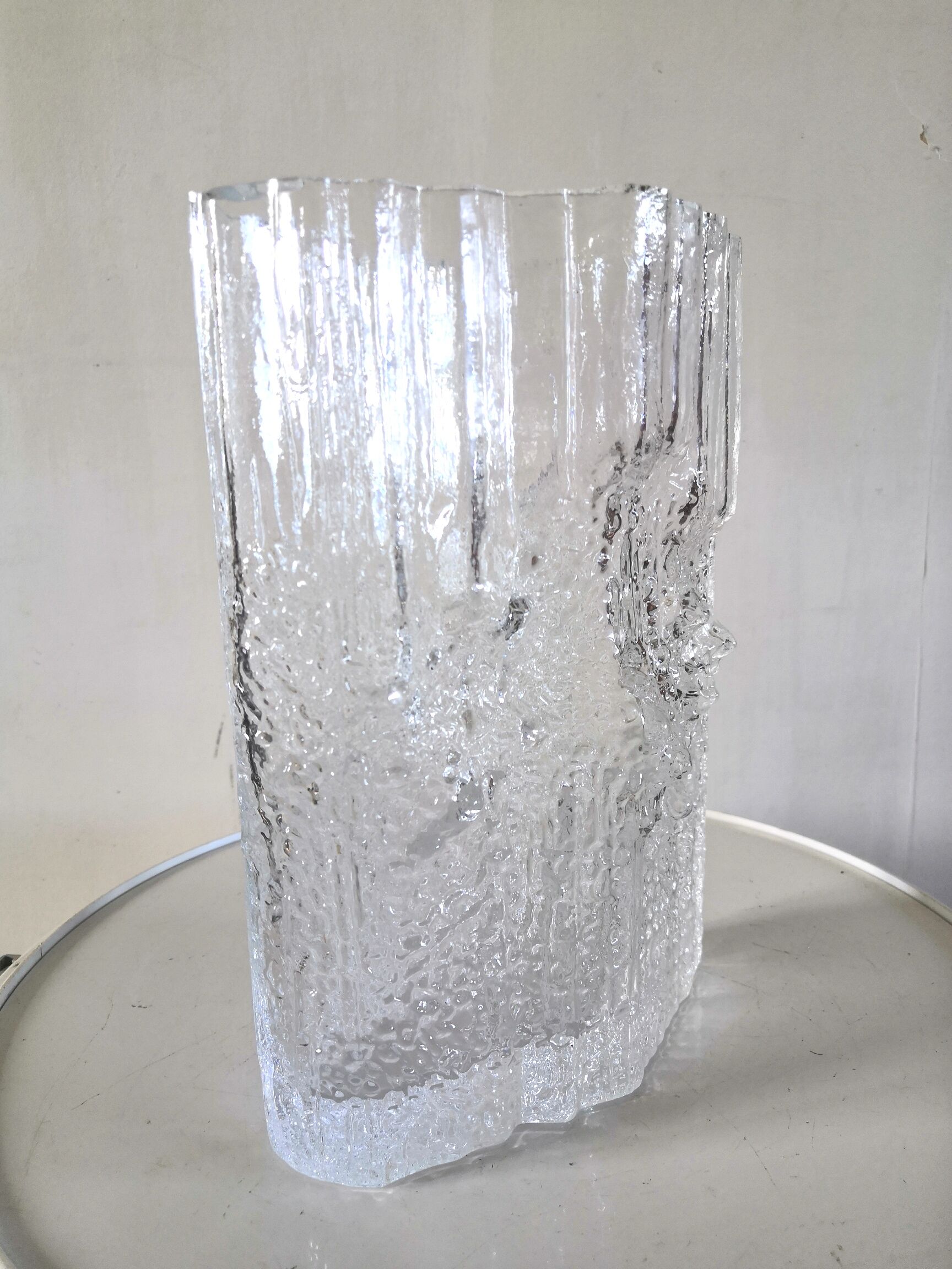 Vase en verre givré design Tapio Wirkkala pour Littala années 60 - 70