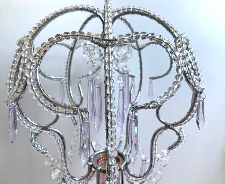 Abat-jour chapeau lustre suspension plafonnier lampe déco de perles et pampilles