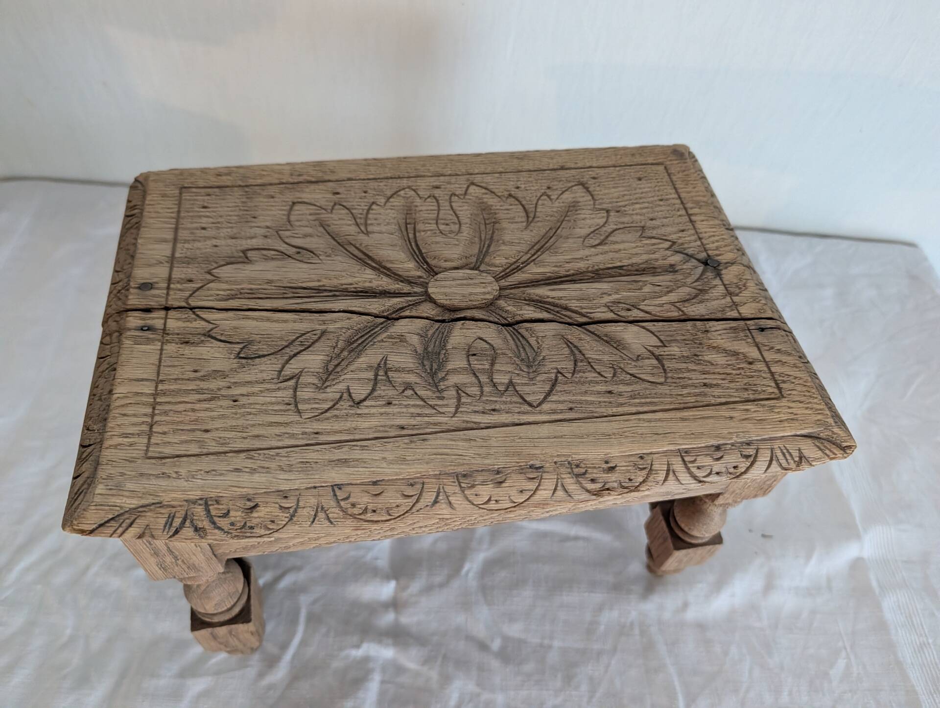 Small carved oak bench