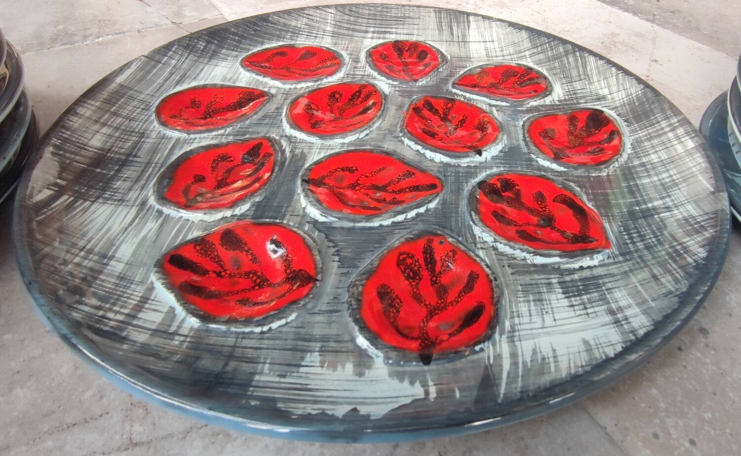 Vintage oyster dish set/Pornic/12 plates + 1 dish