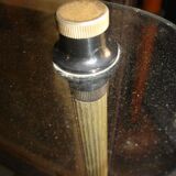 Glass, steel and bronze shelf, circa 1950