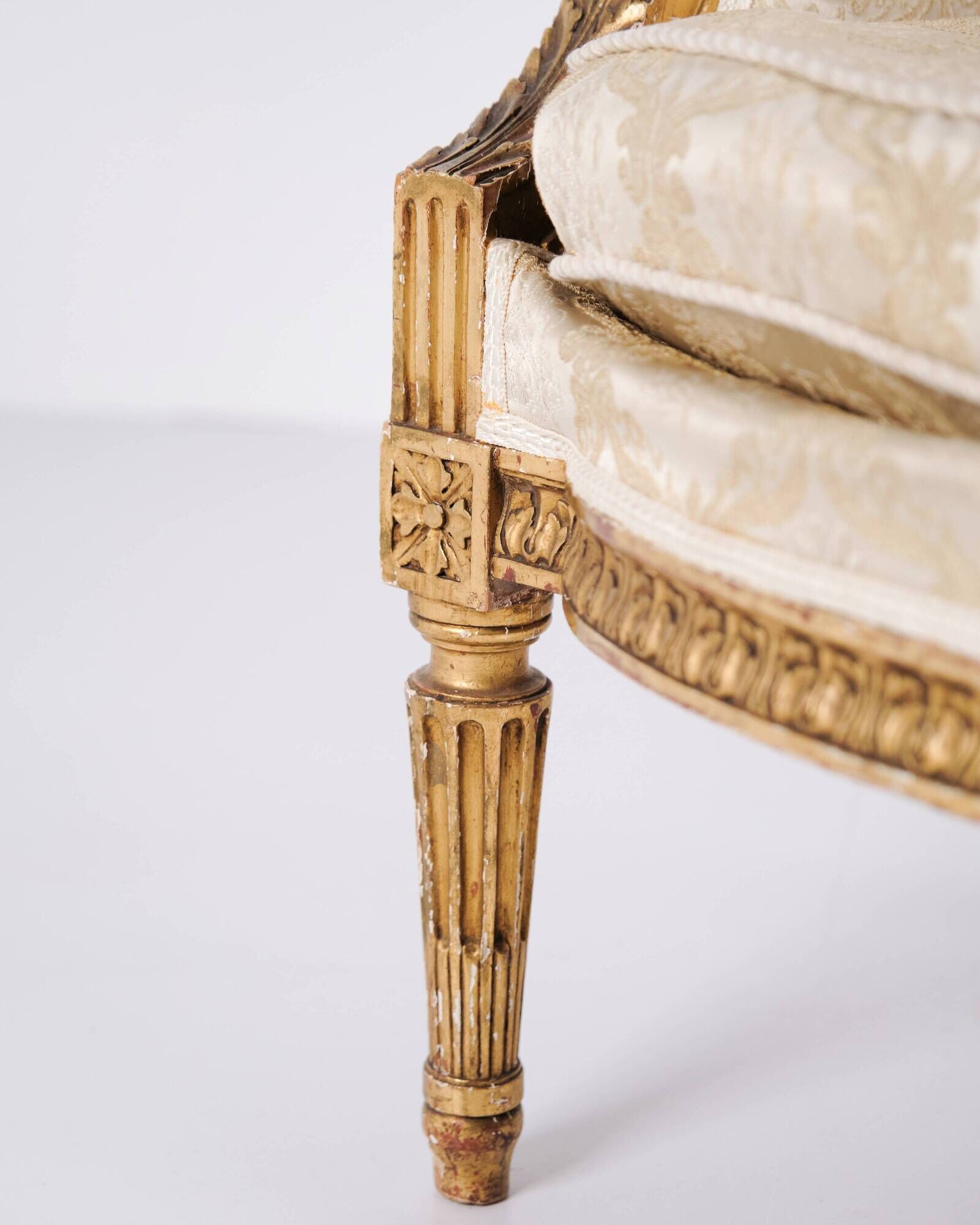 Bergère armchair - Louis XVI style - gilded wood & light fabric - 1860s