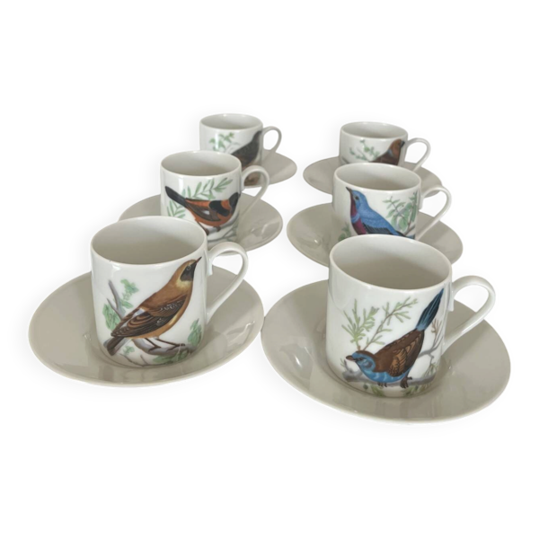 rares tasses   à expresso et soucoupes  en porcelaine de Limoges