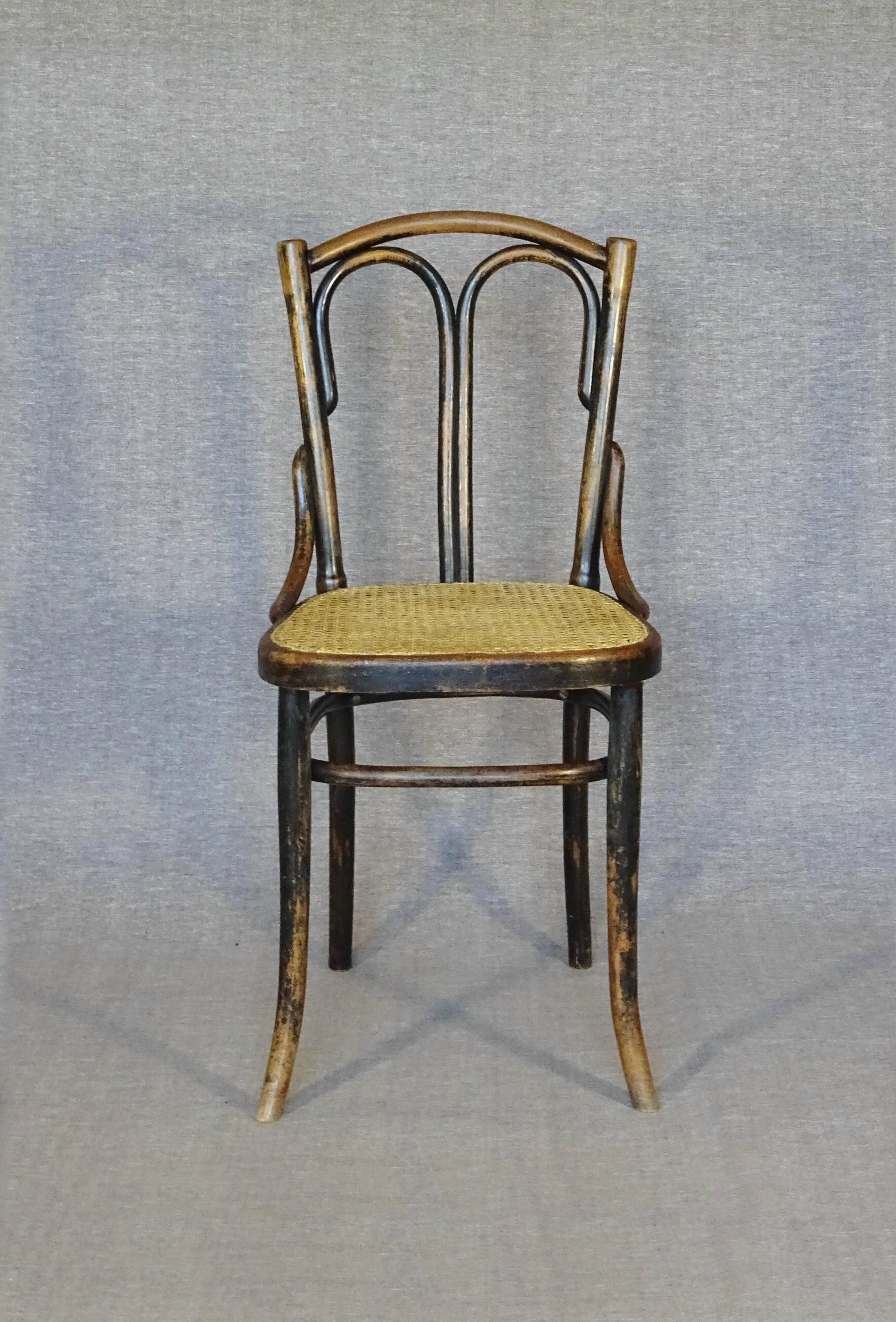 Bistrot chair, by CAMBIER-Belgium- caned, beautiful original patina-1920_