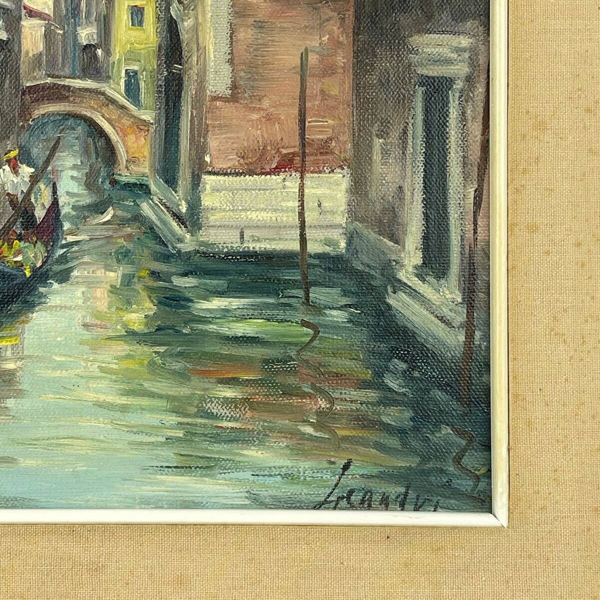 Italian artist, Venice Canal, original oil painting, 1960s, framed.