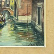 Italian artist, Venice Canal, original oil painting, 1960s, framed.