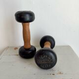 Paire d’haltères en bois et fonte