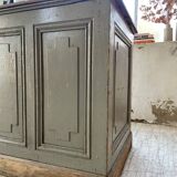 XXL walnut trade counter with multiple drawers