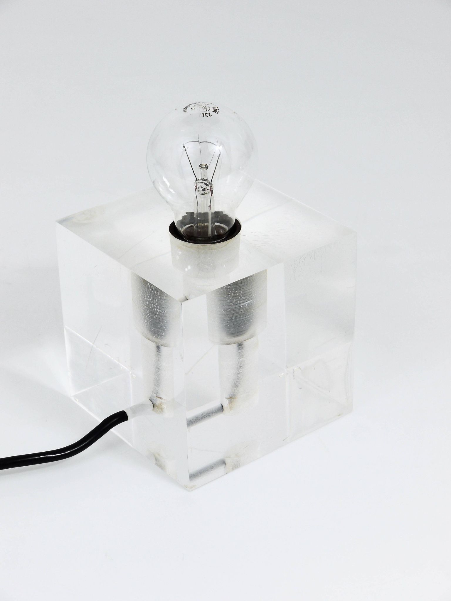 Cubic table or postmodern accent lamp in lucite, Italy, 1970s