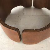Italian midcentury walnut and fabric stools 1950s