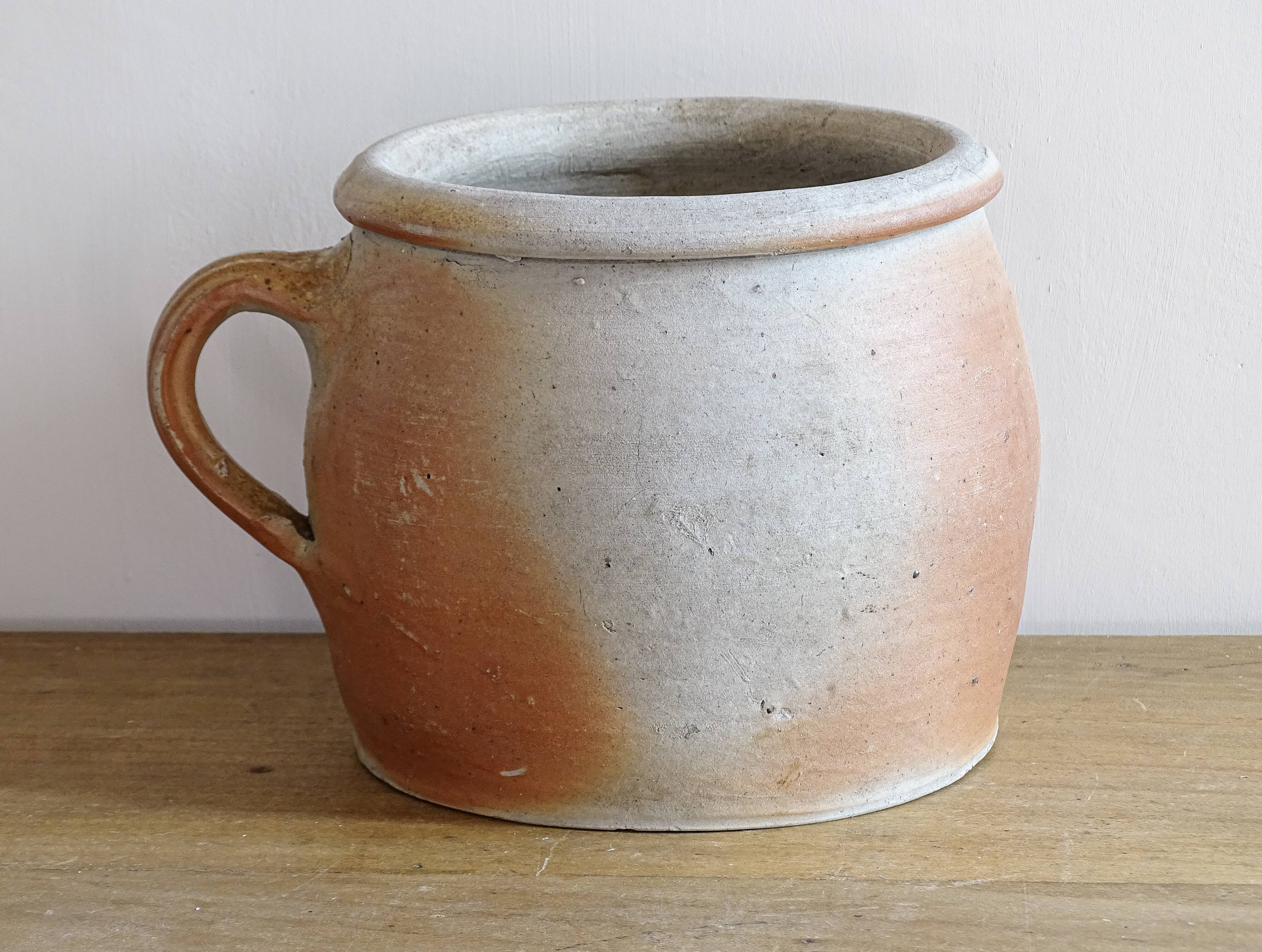 Rustic Antique Stoneware Jar with Handle