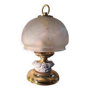 Lampe  chrome or et verre