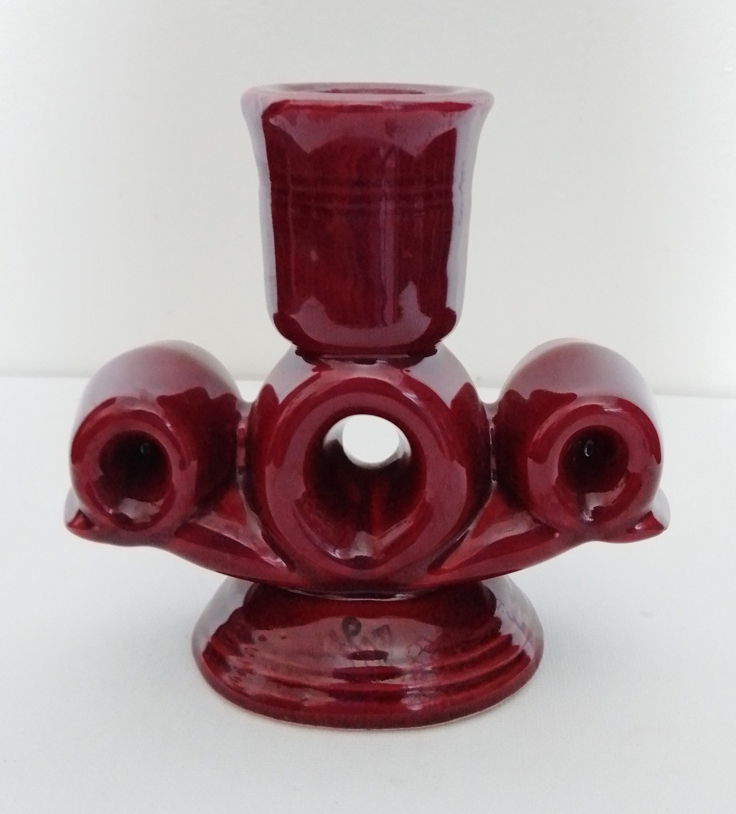 Bordeaux ceramic candle holder, signed Vallauris