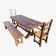 Old farmhouse dining table, 2 benches, 2 chairs