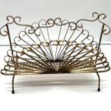 Vintage Magazine Rack in Gold Metal