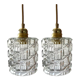 Set of two vintage electric chiseled glass walking lamps
