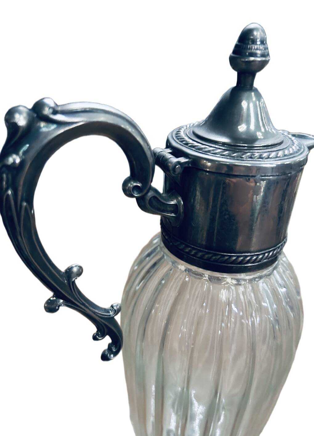 Aiguière verre et étain 1950