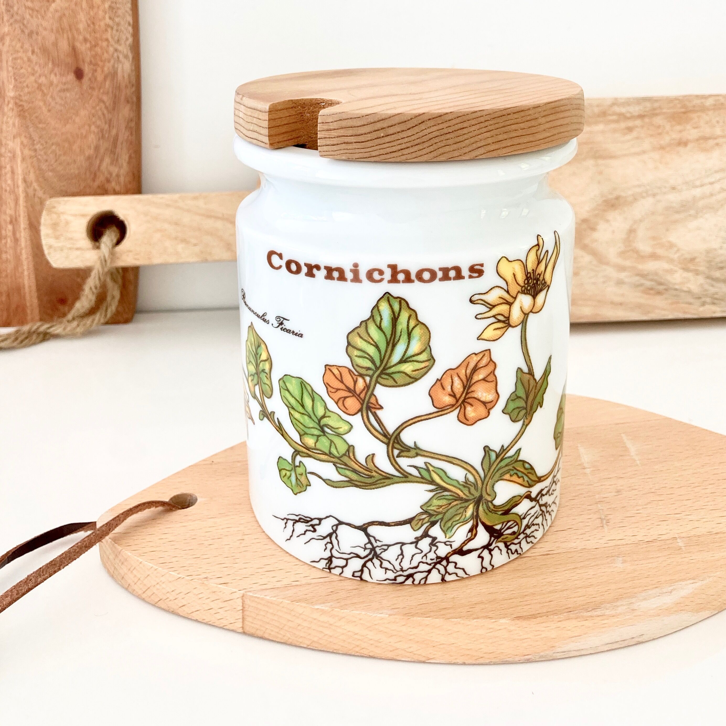 Ceramic pot vintage herbarium decoration