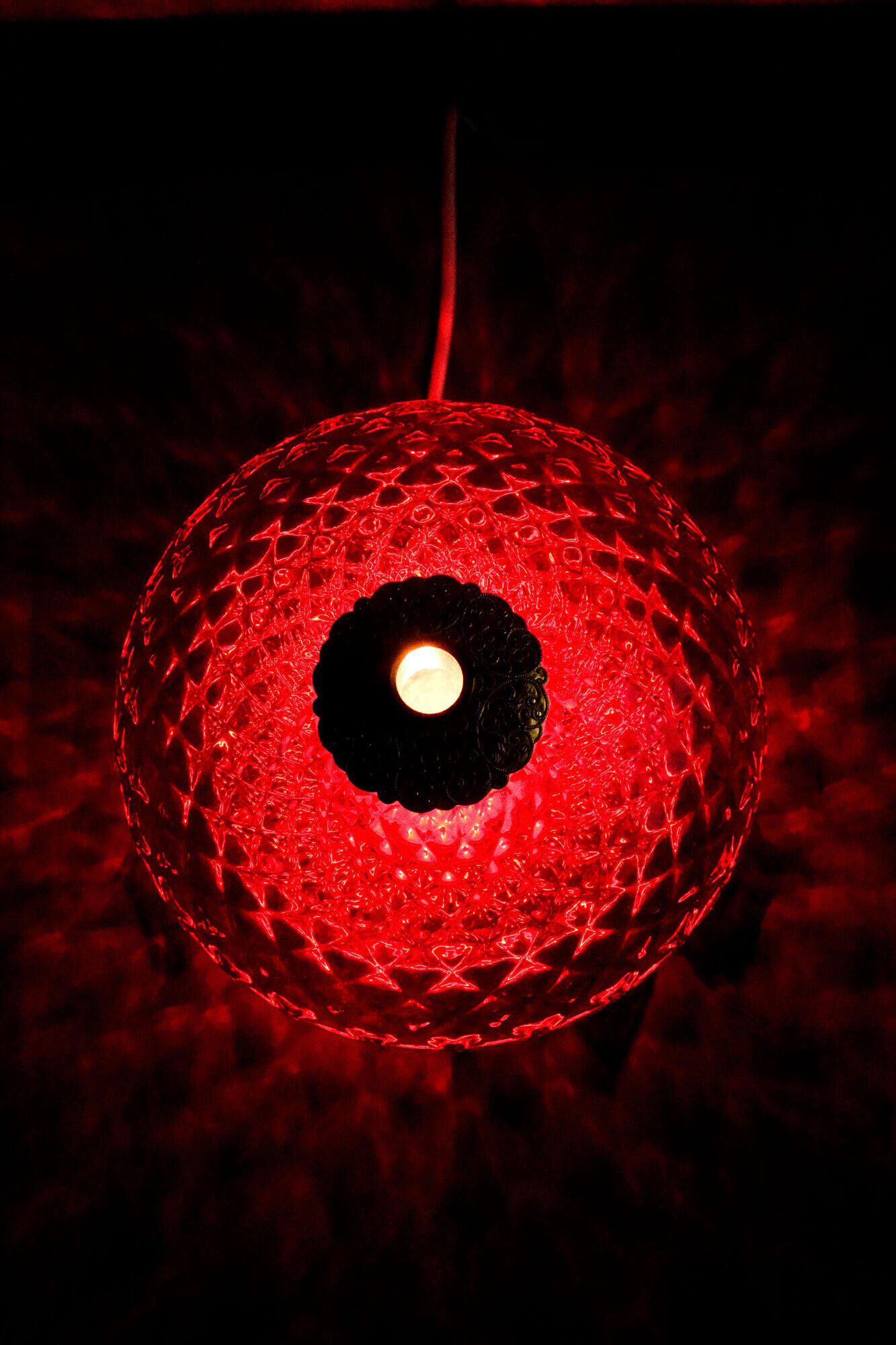 Vintage Czechoslovak Red Glass Table Lamp by Jablonecké Sklárny, 1970s