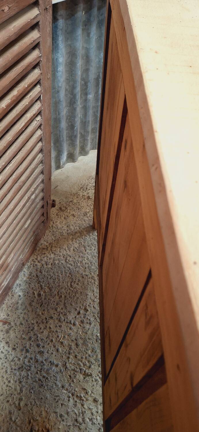 Old glass sideboard on legs