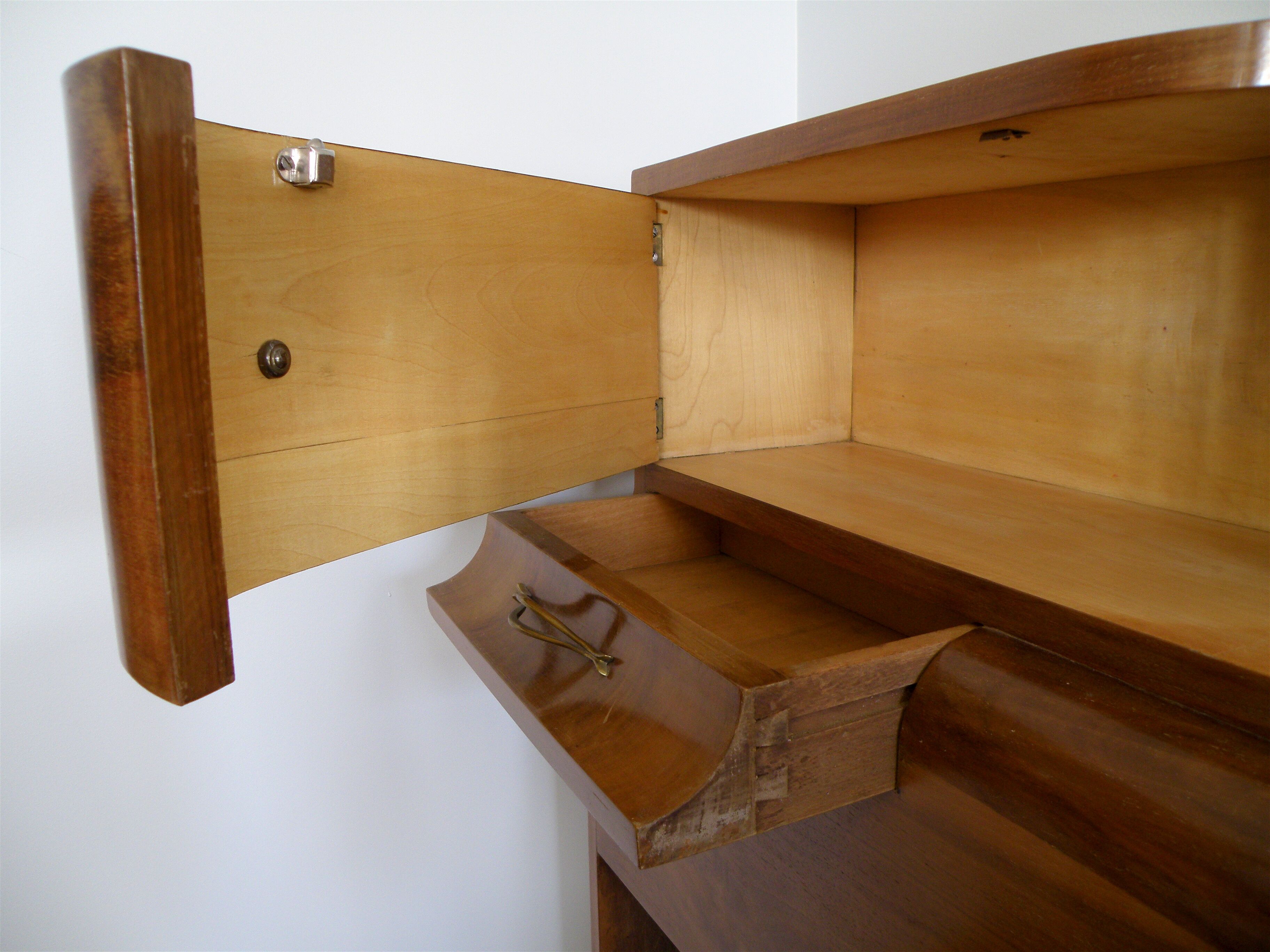 Cozy walnut bramble headboard for bed 140 x 190, from 1950