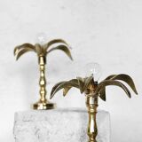 Paire de lampes en laiton massif de style Hollywood Regency belge des années 1970