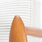 Restored scandinavian armchair "Kedzior", 1960s, cream Cord, teak