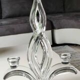 Candlestick with 2 lights. Art Vannes France. 1960s. Flame/Fleur de Lys patterns