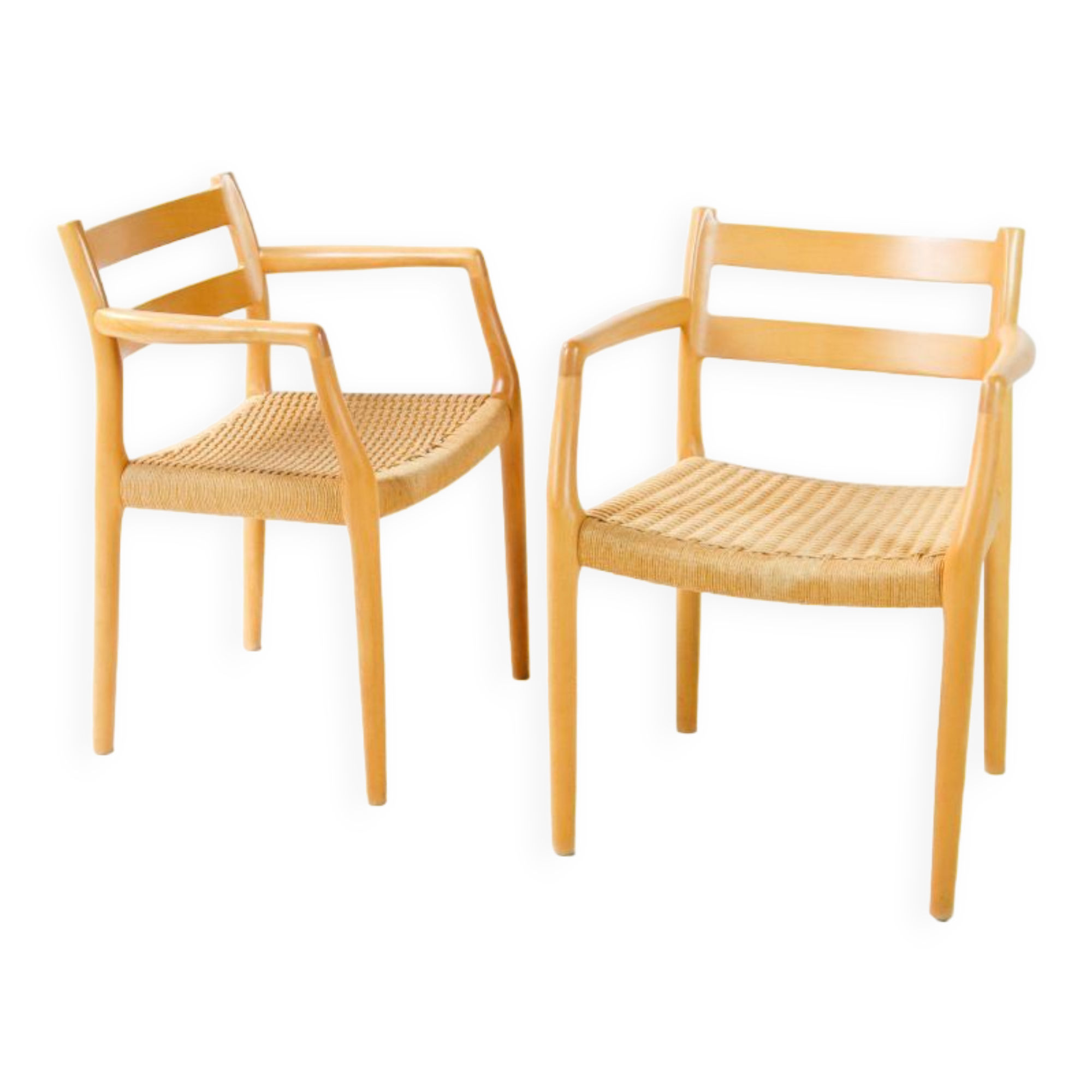 Oak Niels Møller model 67 papercord dining chair