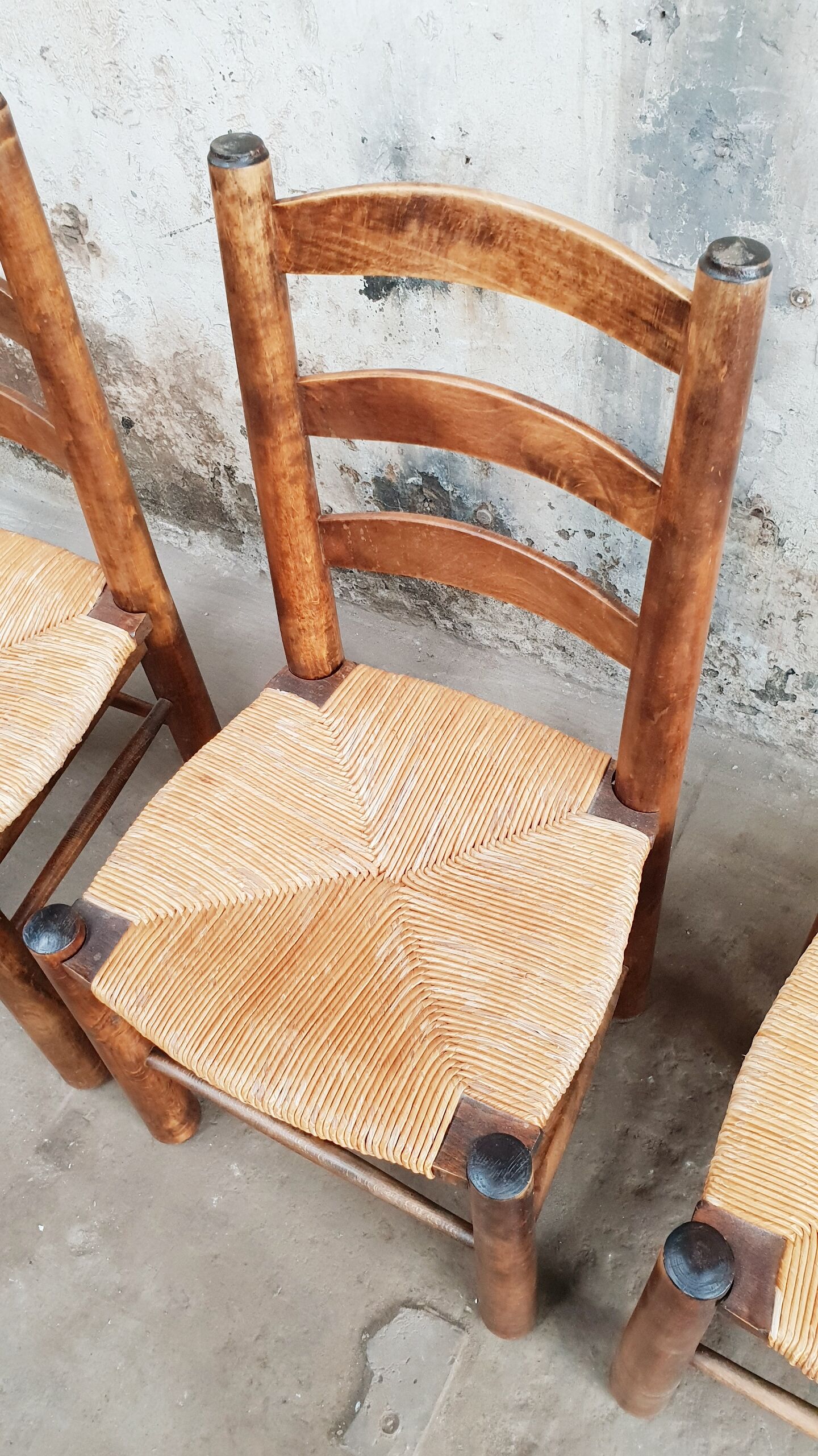 4 chaises brutaliste année 50