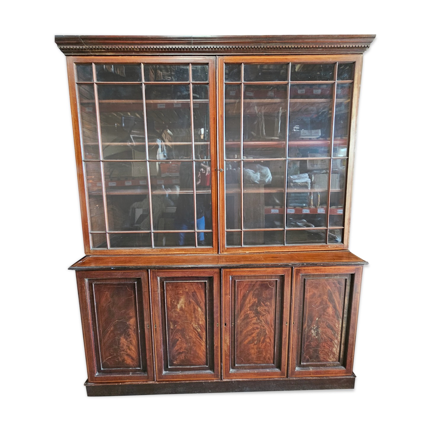 English mahogany bookcase with drawers