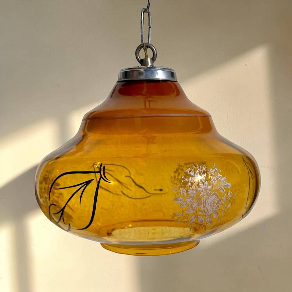 Vintage amber glass romantic hanging light