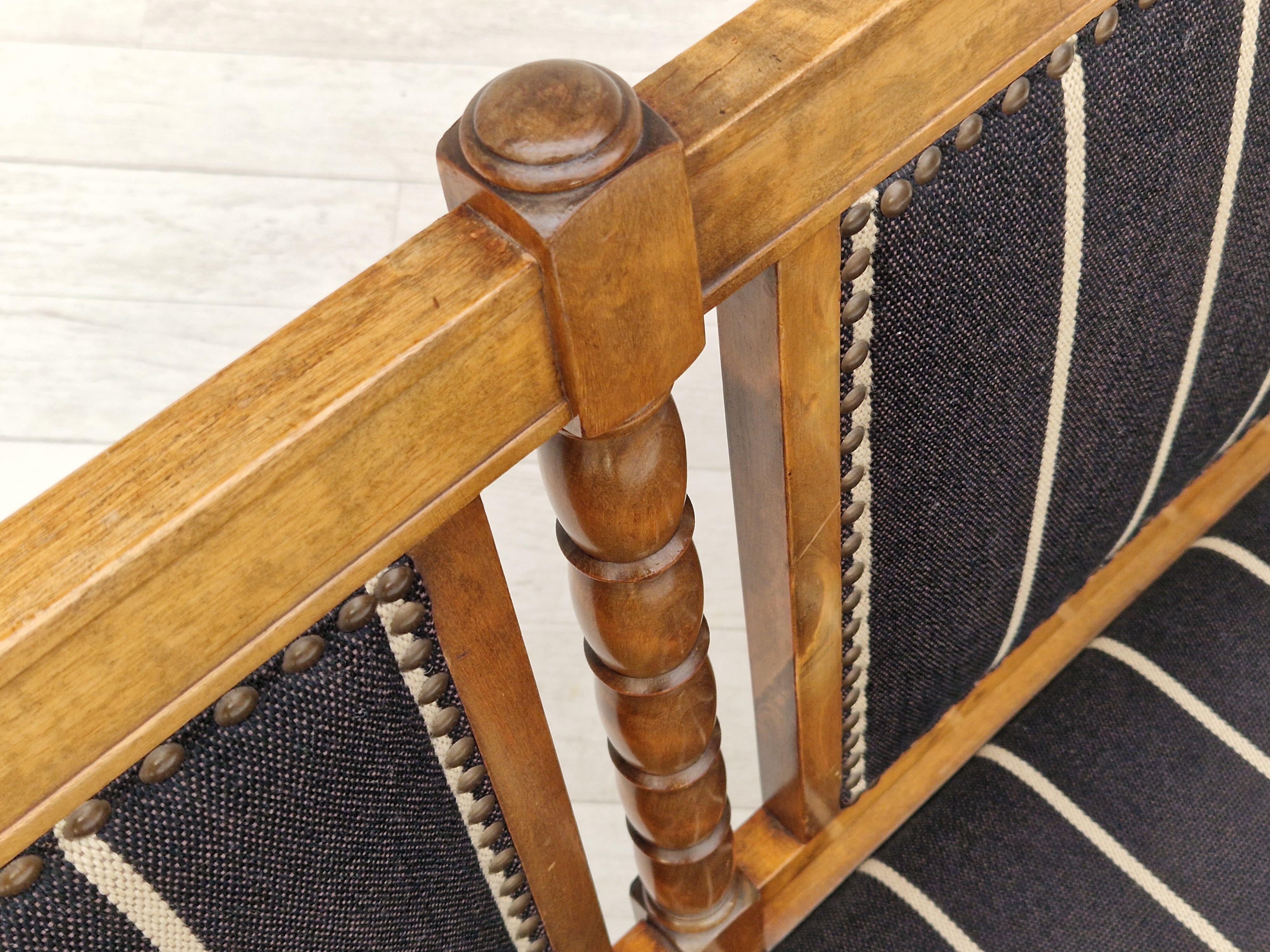 1950s, Scandinavian bench-sofa, ash wood, wool, original condition.