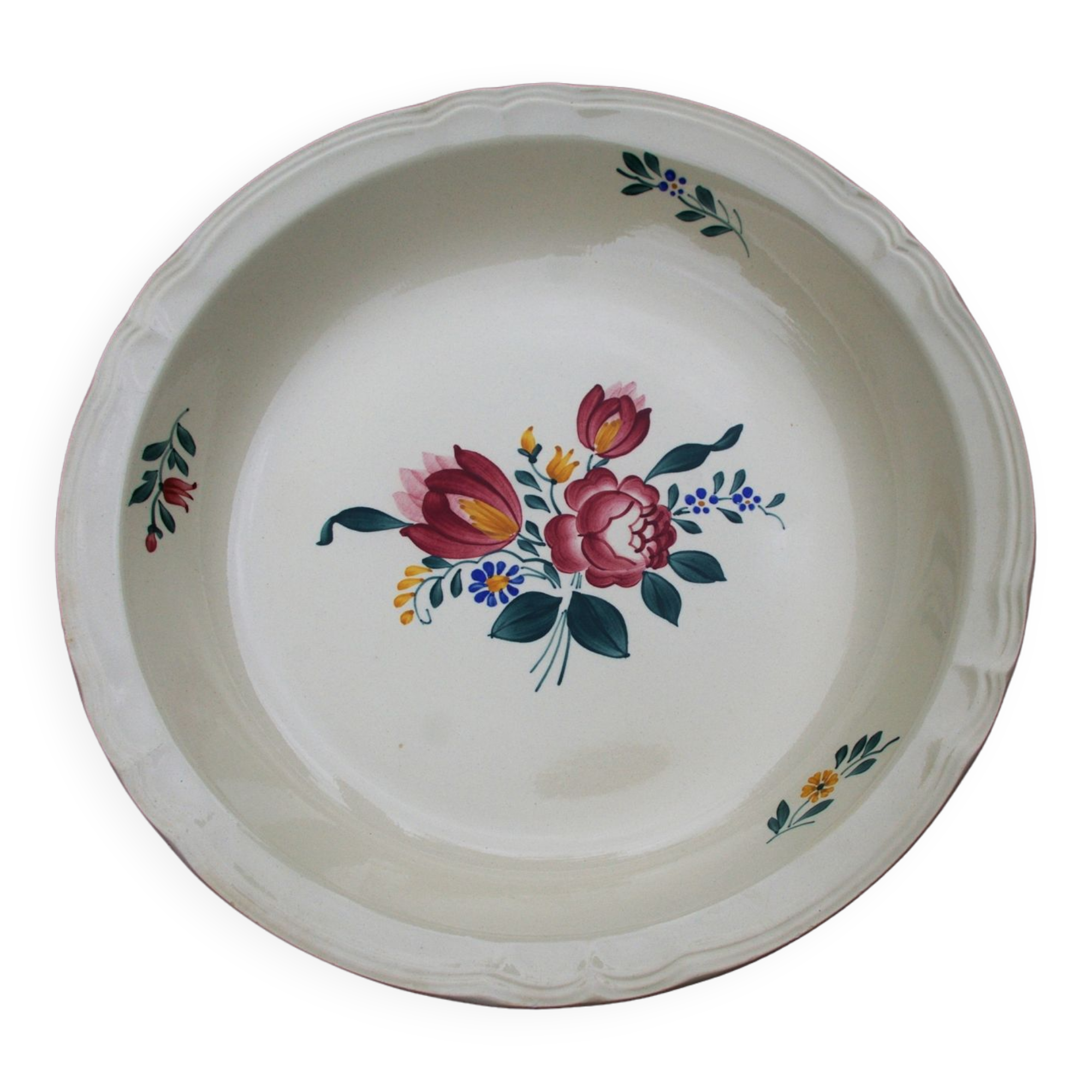 Large hollow earthenware dish by Digoin Sarreguemines model Yann