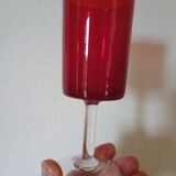 6 straight wine glasses in different colors with colorless stems 10cl - vintage