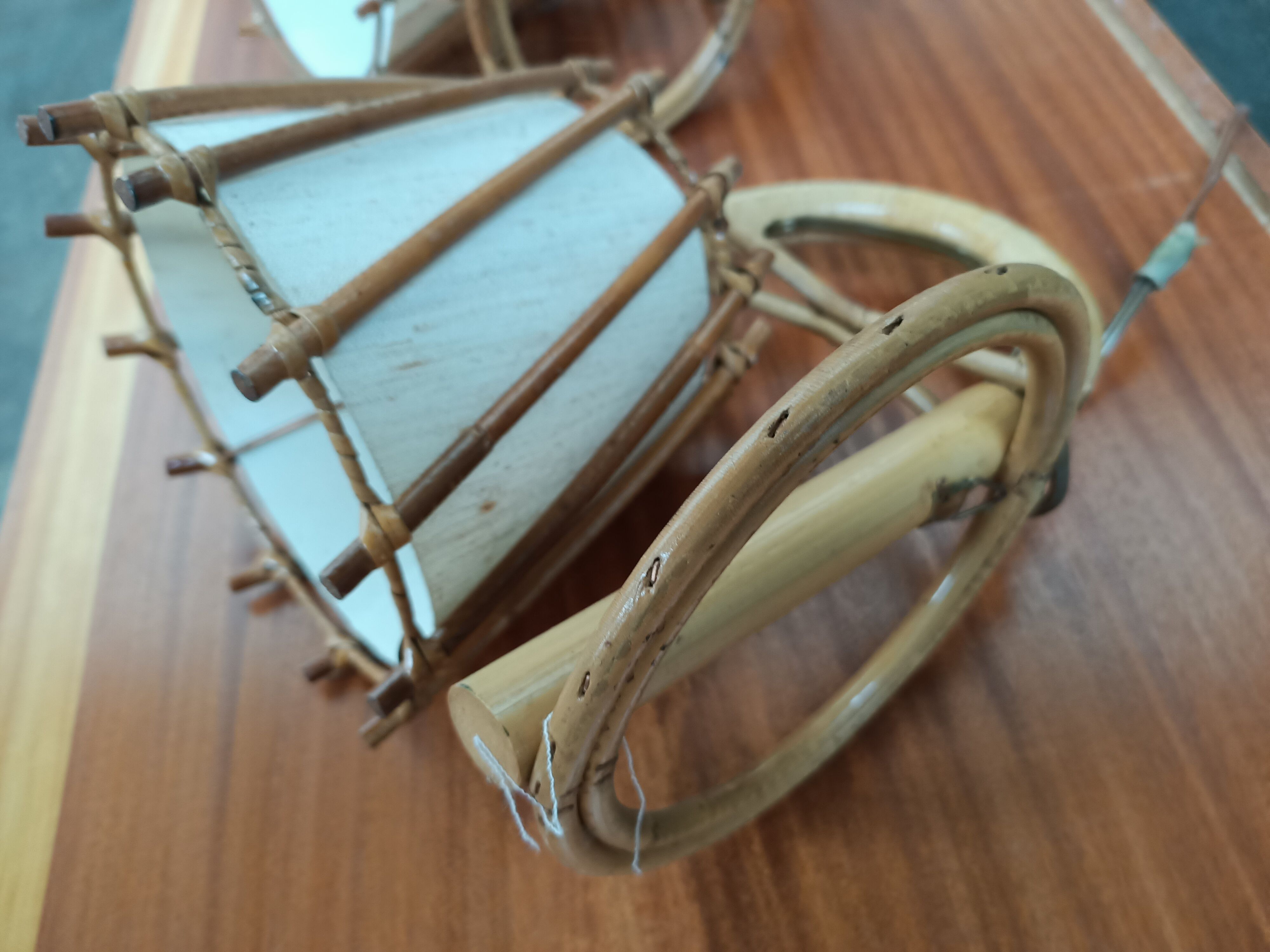 Pair of rattan wall lamps
