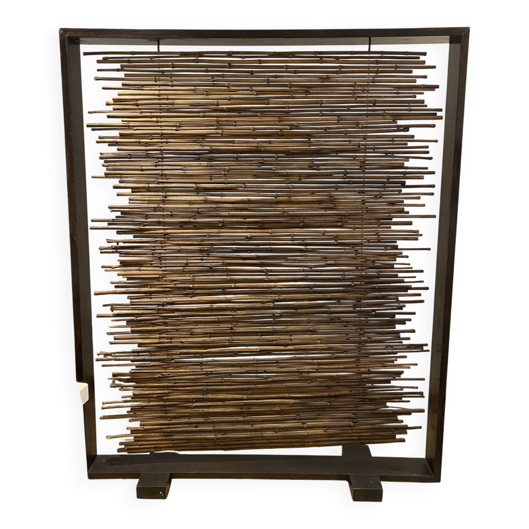 Exotic wood and bamboo privacy screen